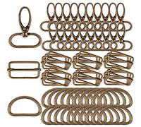 VINFUTUR 60pcs 32mm Metal D Rings for Bags Swivel Snap Hooks Tri-Glide Buckles for Bag Purse Belt Sewing Bag Making Accessories Handbag Hardware (32mm, Bronze)