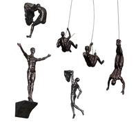 VINGAA Climbing Man Wall Sculpture,Climbing Man Wall Art,Climbing Men Wall Decor,Set of 6 3D Resin Modern Climbing Man Wall Art Decor,Climbing Men Figures Wall Hanging,Perfect Home Decor Gift