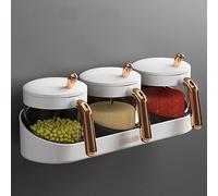 VINGAA Seasoning Box,Spices Container Set,Seasoning Containers with Spoon,Wall Mounted Salt and Sugar Container Sets,A Multi-Grid Spices Container Set for Home Use,for Spice,Sugar,Salt,Pepper