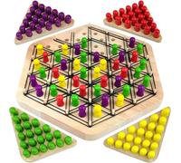 VingaHouse Chain Triangle Chess Game, Geometric Chess Game Set, Triggle Rubber Elastic Band Board Game, Family Board Game, Puzzle Strategy Game Toys for 4 Players, Portable Chess Game for Kids Adult