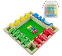 VingaHouse Shut The Box Game - 4 Players, Ages 3-8, Wooden Board Game with Storage Bag