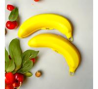 vingardium leviosa Banana Shape Lunch Box Case Cover Protector Container Banana Saver Case Carrier Holder 100% BPA Free Banana Box Fruit Keep Fresh Outdoor Food Storage 23cm (Set of 2)