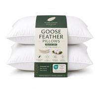 vingardium leviosa VL 1200gsm Goose Feather Pillows 2 Pack Soft Anti-Allergic Dust Mite Hotel Quality Luxury Cotton Soft Fluffy Goose Down Pillows Pair for Back and Side Sleepers 48 X 74cm (Set Of 2)