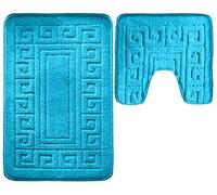vingardium leviosa VL 2 Piece Gr ath Mat Non Slip and Highly Absorbent Bath Mat 100% Polypropylene Washable Pedestal Bathroom Mat Rug (AQUA)