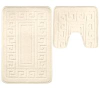 vingardium leviosa VL 2 Piece Greek Bath Mat Non Slip and Highly Absorbent Bath Mat 100% Polypropylene Washable Pedestal Bathroom Mat Rug (CREAM)