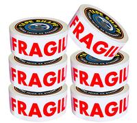 Vingardium Leviosa VL 6 Rolls Fragile Packing Tape 48mm x 66m Adhesive Tape for Moving House Packing Parcels & Carton Extra Strong & Sticky Seal for your Boxes 'Fragile' Print (6 Rolls)