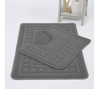 vingardium leviosa VL Bath Mat Sets 2 Piece Washable 50x80cm - Soft Toilet Mat and Matching Pedestal Mat with Diem Key Pattern - Non-Slip, Quick-Dry, Machine Washable Bathroom Rug for Everyday (grey)