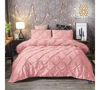 Vingardium Leviosa VL Pintuck Duet Cover Super King Size Bed Set with Pillow Cases Polycotton Quilt Bedding Covers Pinch Pleated Comforter Duvet (Super King, Pink)