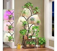 VINGLI 10-Tiered Rolling Plant Stand with Grow Lights