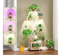 VINGLI 8-Tiered Rolling Plant Stand with Grow Lights