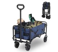 Vingli Foldable Portable Wagon Cart, 220LBS, Blue