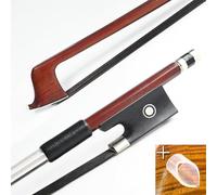 VINGOBOW Brazilwood Violin Bow For 14"-17" Violins Full Size 74.5cm Ebony Frog Natural Mongolian White Horsehair Well Balanced Sweet Tone (Black 3/4)