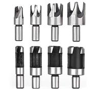 VINGVO Carbon Steel Wood Plug Hole Cutter, 2-Flute Spiral Drill Bit, Round Shank, for Hand Electric Drill, Bench Drill