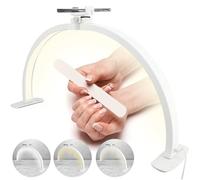 VINGVO Half Moon Lamp, Foldable 3000-6000k Half Moon Light, Nail Desk Lamp with Phone Holder, LED Nail Light for Desk, White Desk Lamp for Lash Eyelash Extension, Tattoo,Nail, Eyebrow (White)