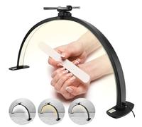 VINGVO Half Moon Lamp, Foldable 3000-6000k Half Moon Light, Nail Desk Lamp with Phone Holder, LED Nail Light for Desk, White Desk Lamp for Lash Eyelash Extension, Tattoo,Nail, Eyebrow (Black)