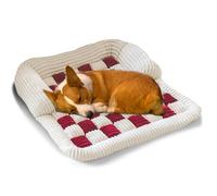 VINGVO Large Dog Bed, Dog Sofa Cover, Non-slip Washable Orthopedic Dogs Sofa Bed, Calming Square Cosy Lattice Funny Fuzzy Dogs Beds Sofas for Large, Medium Pets (90X90Cm/35.4X35.4in)