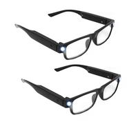 VINGVO Magnifying Glass for Reading, 2 PCS Rechargeable LED Glasses with Lights, 1.6x Lighted Reading Glasses, Magnifying Eye Glasses for Close Work, Reading, Craft, DIY