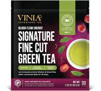 VINIA Signature Green Tea Bags, Made with Organic Green Tea, Infused with Piceid Resveratrol for Heart Health, Nitric Oxide, Physical Energy, Alertness, Blood Flow, Keto, Kosher, Non-GMO. 30 Ct
