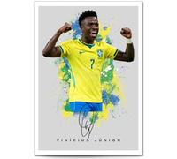 Vinicius Jr Real Madrid Signed Photo Poster A4/A3 Print Picture Display Framed Autograph Memorabilia for Football Fans Gift Brazil Vini (Brazil 2026, Grey A3 Poster Only)
