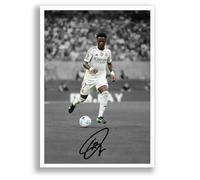 Vinicius Jr Real Madrid Signed Photo Poster A4/A3 Print Picture Display Framed Autograph Memorabilia for Football Fans Gift Brazil Vini (B&W A3 Poster Only)