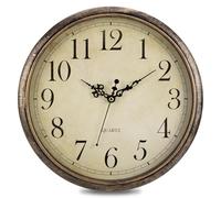 VINILITE Vintage Wall Clock, 12'' Retro Silent Non Ticking Classic Clocks, Easy to Read, Quality Quartz Clock Battery Operated, Decorative Bedroom, Kitchen, Office