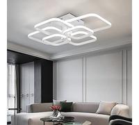 Vinilky Modern Led Ceiling Lights,6 White Squares Lighting Chandeliers Indoor Flush Mount Hanging Lamp Acrylic Lighting Fixture for Living Room Bedroom Lounge