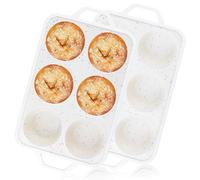 Vinino Jumbo Muffin Pan with Metal Reinforced Frame-2Pack, Silicone Cupcake Pan for Baking 6 Cup Jumbo Size, BPA Free Silicone Muffin Tray, Cupcake Baking Pan Molds for Oven Dishwasher Safe-Cream