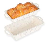 Vinino Silicone Bread Loaf Pan with Metal Reinforced Frame, 9.5 x 5 in Non-stick Silicone Loaf Pan for Baking, 2 Pack Durable Silicone Bread Pan for Oven Dishwasher Safe - Cream
