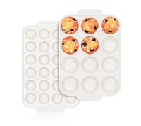 Vinino Silicone Cupcake Pan Set with Metal Reinforced Frame, Regular 12 Cup and Mini 24 Cup Muffin Pans for Baking with Non-Slip Handle, Nonstick Muffin Tray for Oven, BPA Free, Dishwasher Safe