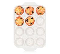 Vinino Silicone Muffin Pan for Baking with Metal Reinforced Frame, 12 Cups Regular Size Silicone Cupcake Pan with Non-Slip Handle, Nonstick Muffin Tray for Oven, BPA Free, Dishwasher Safe
