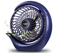 viniper Portable Rechargeable Fan, Small Desk Fan : 3 Speeds & about 8-24 Hours Longer Working, 180° Rotation, Portable Desktop Fan Small but Mighty (Blue, Light Black Blade)
