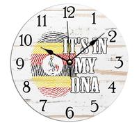 Vinisong Art Clock Uganda It's in My DNA Hanging Wall Clocks Uganda Flag Clocks Battery Operated Silent PVC Clocks Gift World Traveler Wall Hanging Clock 12x12in for Home