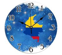 Vinisong Colombia PVC Art Clock 10x10in Silent Battery Operated Clock Colombia Flag Home Decorations Clocks National Symbolic Clock for Laundry Room Bedroom Valentine's Day Gifts Great Patriotic