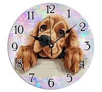 Vinisong English Cocker Spaniel PVC Home Decor Wall Clocks 10x10in Silent Battery Wall Clock English Cocker Spaniel Cute Funny Peeking Dog Puppy Decorative Clocks Dog Lover Gift Pet Clock