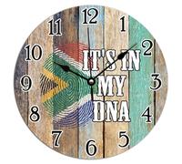 Vinisong South Africa It's in My DNA Art Clock Flag of South Africa PVC Clock National Flag Home Decorations Clocks Battery Operated Silent Clock for Living Room 12x12in Gift to Patriotic