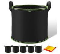 Vinitoy Grow Bags, 5 Pack 7 Gallon Reusable Plant Bags with Nylon Handles, Heavy Duty Thickened Nonwoven Fabric Pots with Gardening Mat for Vegetables, Potatos, Tomatoes and Fruits, 27L