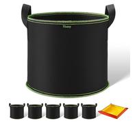 Vinitoy Tomato Grow Bags, 5 Pack 5 Gallon Breathable Plant Grow Bags with Nylon Handles, Heavy Duty Thickened Nonwoven Fabric Pots with Planting Mat for Vegetables, Fruits and Flowers, 20L