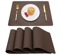 Vinjiasin Placemats for Dining Table Set of 4 Brown Place Mats Waterproof Wipeable Stain Resistant Easy to Clean Durable Kitchen Table Mats Heat Resistant Indoor Outdoor