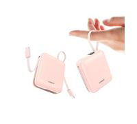 VINKO Mini Power Bank 10,000mAh, Fast Charging 22.5W Small Portable Charger with Built-In 2 Cable,Battery Pack For iPhone 16/16 Plus/16 Pro/16 Pro Max/15 Series, Galaxy, Android Phone and More-Pink