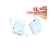 VINKO Mini Power Bank 10,000mAh Fast Charging 22.5W Small Portable Charger with Built-In 2 Cable,Battery Pack For iPhone 16/16 Plus/16 Pro/16 Pro Max/15 Series, Galaxy, Android Phone and More- Blue