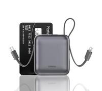 VINKO Small Power Bank with Built-in Cable,10000mAh Fast Charging Power Bank, 22.5W USB C Portable Charger, Mini Battery Pack for iPhone 16 15 14 13 Samsung Galaxy Google Android (Gray)