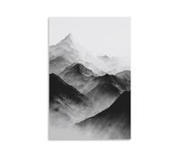 Vinkora Black And White Mountain Landscape Wall Art Minimalist Asian Style Ink Painting Print for Modern Home Or Office Wall Decor Gift 12x18inch Unframe