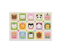 Vinkora Colorful Cartoon Animal Wall Art for Kids Room Cute Party Hat Animal Faces Poster for Playroom Nursery Or Baby Bedroom Decor Prints Children Gallery Wall Gift 16x24inch(40x60cm) Unframed