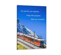 Vinkora Inspirational Mountain Train Wall Art Poster with Quote Do Not for One Repulse Motivational Landscape Print for Office Decor Gift 24x36inch(60x90cm) Framed