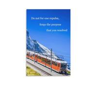 Vinkora Inspirational Mountain Train Wall Art Poster with Quote Do Not for One Repulse Motivational Landscape Print for Office Decor Gift 08x12inch(20x30cm) Unframed