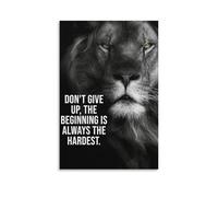 Vinkora Lion Motivational Quote Wall Art Don’t Give Up Inspirational Poster for Office Teen Room Home Gym Black And White Animal Strength Decor Gift 16x24inch(40x60cm) Unframed