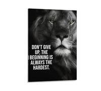 Vinkora Lion Motivational Quote Wall Art Don’t Give Up Inspirational Poster for Office Teen Room Home Gym Black And White Animal Strength Decor Gift 24x36inch(60x90cm) Framed