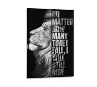 Vinkora Lion Motivational Wall Art Poster Inspirational Quote Artwork for Gym Office Dorm Or Bedroom Decor Black And White Animal Strength Print Gift 08x12inch(20x30cm) Framed