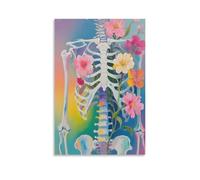 Vinkora Surreal Floral Anatomy Wall Art Skeleton And Blooming Flowers Painting Gothic Aesthetic Poster for Bedroom Boho Decor Or Alternative Medical Student Gift Gift 08x12inch(20x30cm) Unframed