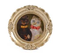 VINLIFE Antique Mini Picture Frames 3x3 Small Vintage Round Picture Frames Wallet Size Cat Wall Art with Embossed Floral Design Victorian Ornate Gallery Wall and Tabletop Display,Gold